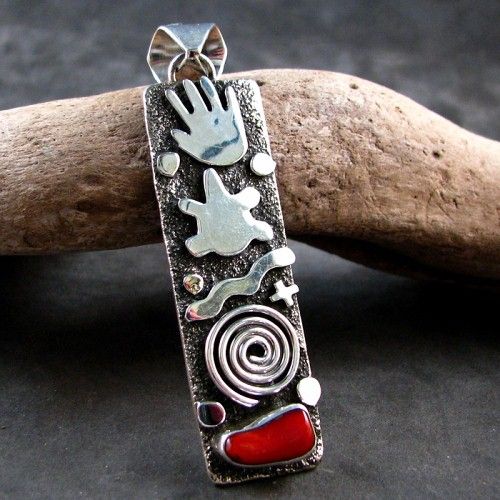 Navajo Alex Sanchez Sterling Silver Branch Coral Pendant