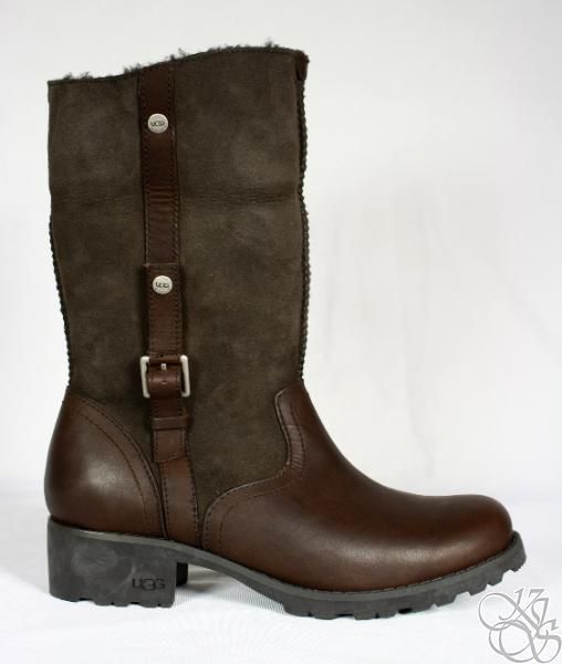 UGG Australia Bellvue II Espresso Buckle Fur Lined Womens Winter Boots 