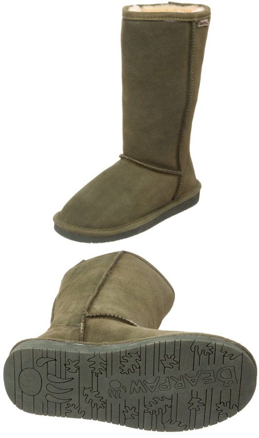 Bearpaw Womens Sz 9 Loden Emma Tall Suede Sheepskin Fur Boots Olive 