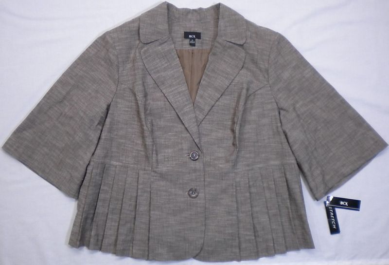 BCX Women Career Office 3 4 Sleeve Lined Light Heather Brown Blazer 