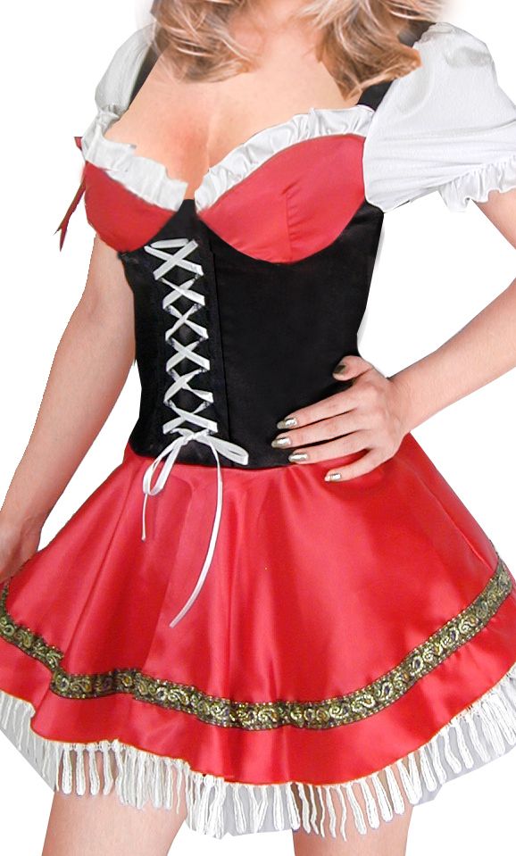 Red Dutch Beer Girl Alpine German M Costume Mini Dress Womanly 