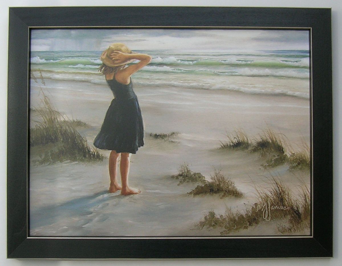 Beach Prints Woman by the Sea Framed Country Picture Print Interior 