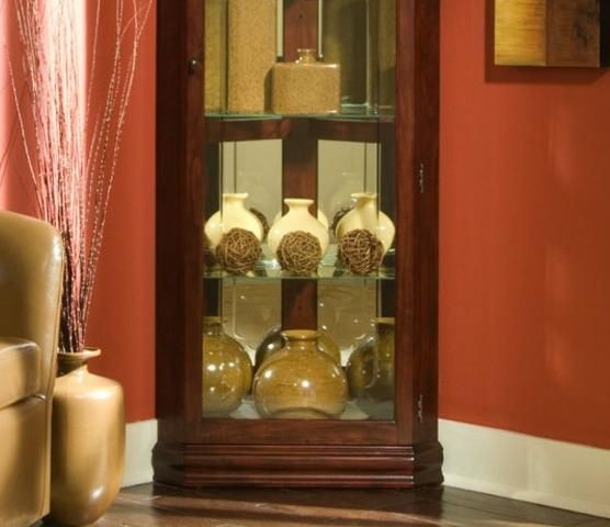 Pulaski Corner Curio Cabinet Victorian Cherry Finish 20205