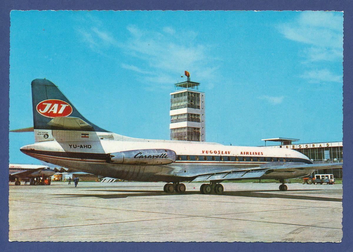   Jugoslovenski Aerotransport Postcard Caravelle Belgrade Airport