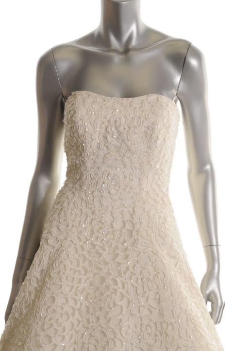 Bellissima Couture Grazia Ivory Cutout Beaded Lace Lined Wedding Dress 