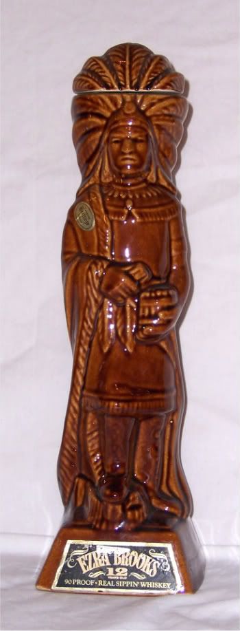 Vintage 1968 Empty Decorative Decanter Ezra Brooks Indian Displays 