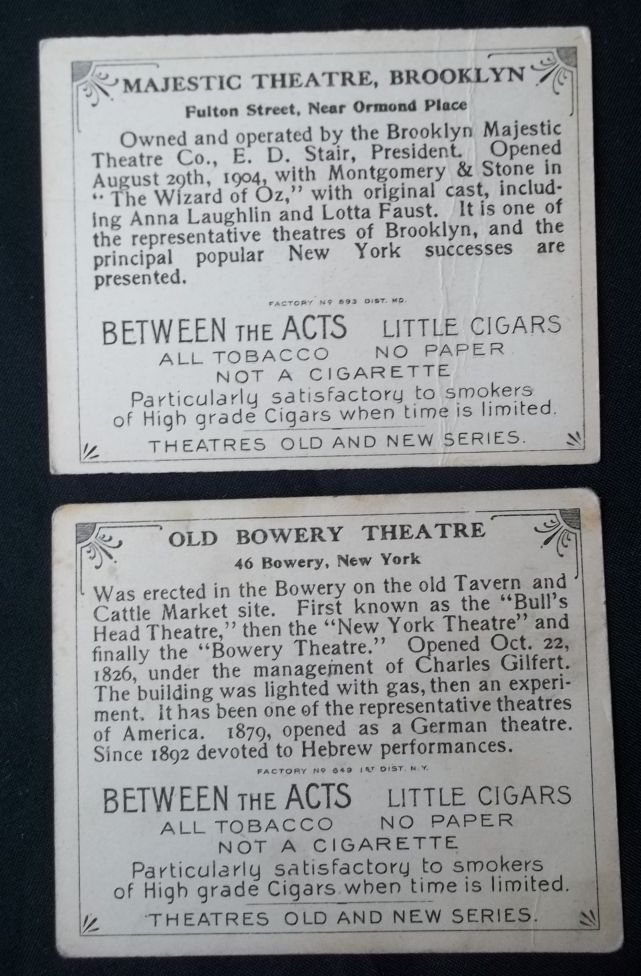   The Acts Little Cigars 5 Theatre Cards Bowery Majestic Belasco Denver