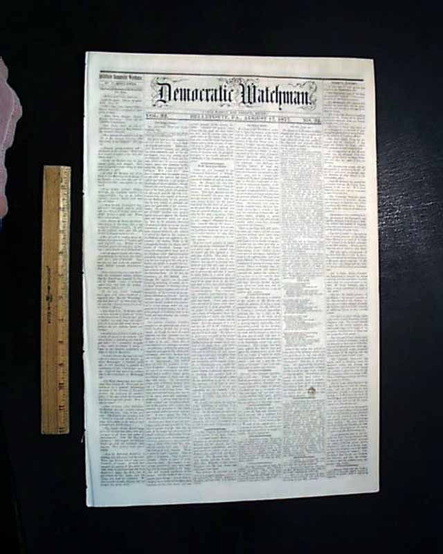   HICKOK Wife Made Widow Again GEN. CUSTER 1877 Bellefonte PA Newspaper