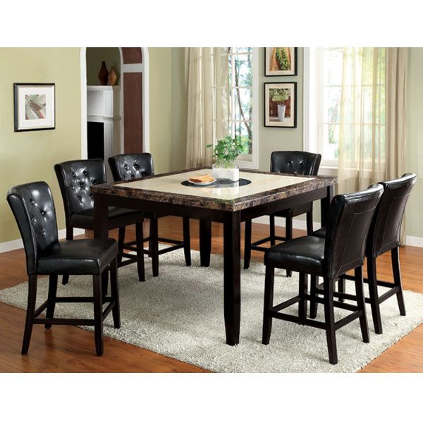 Belleview Counter Height Espresso Finish Faux Marble Table Top Dining 