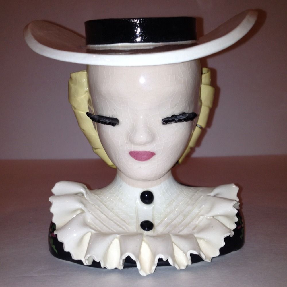 Betty Lou Nichols Head Vase Mary Lou 6 Tall  Mid Century 