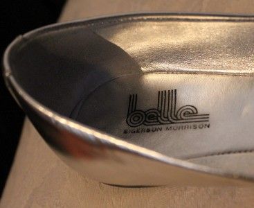 BELLE SIGERSON MORRISON Silver Womens Shoes Leather Flats EUC