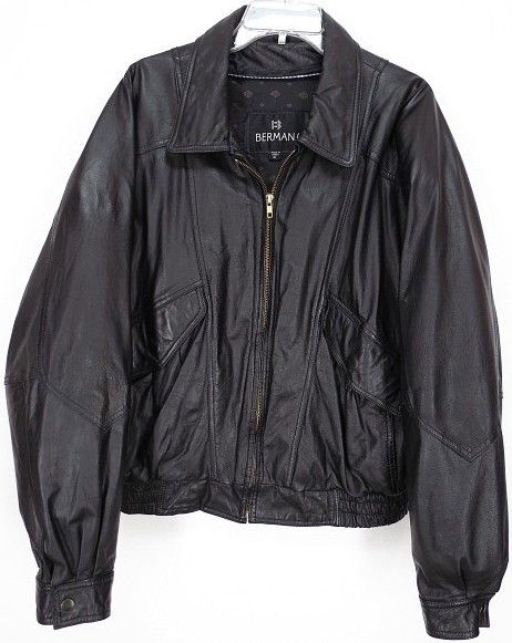 Vtg BERMAN Leather A 2 Motorcycle BOMBER Flight JACKET Black XL Mens X 