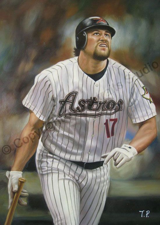 Original Baseball Artwork Lance Berkman Houston Astros