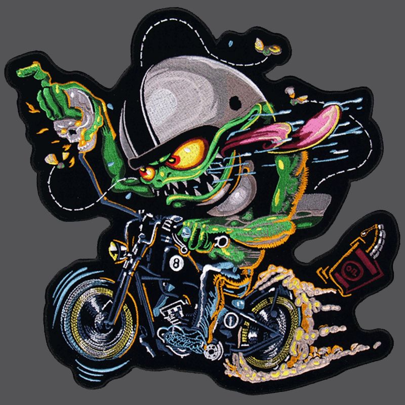 BOBBER MONSTER EMBROIDERED 11 X 12 INCH JACKET VEST BIKER PATCH~