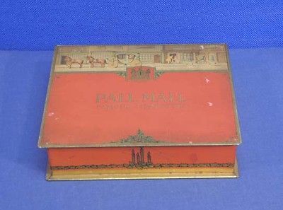 Vintage Antique Pall Mall Famous Cigarettes Tobacco Tin Street Scene 