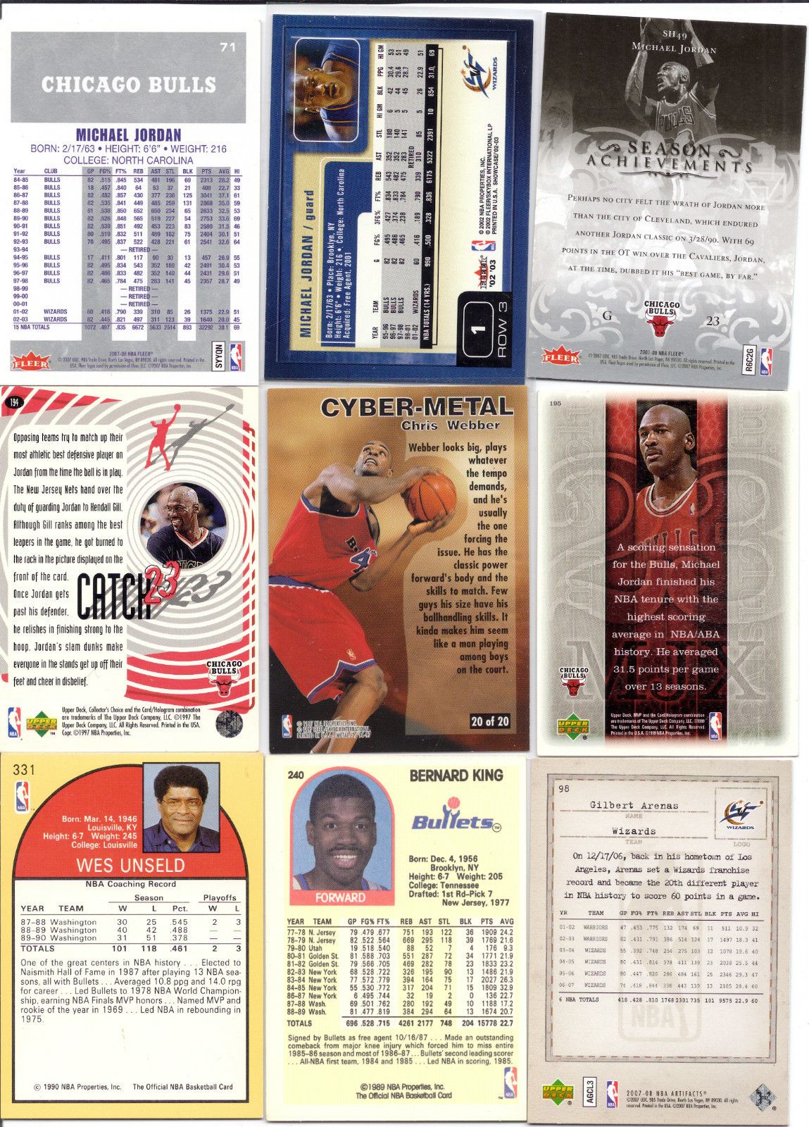   MICHAEL JORDAN CHRIS WEBBER WES UNSELD BERNARD KING Books to $35.00