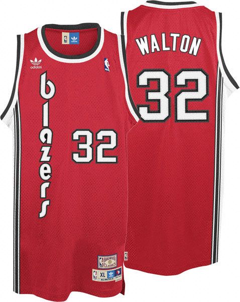 Bill Walton Jersey Adidas Red Throwback Swingman 32 Portland Trail 