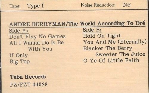 Andre Berryman World According to Dre New Cassette