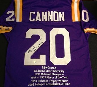 Billy Cannon LSU 1959 Heisman Signed Throwback Stat Jersey JSA 