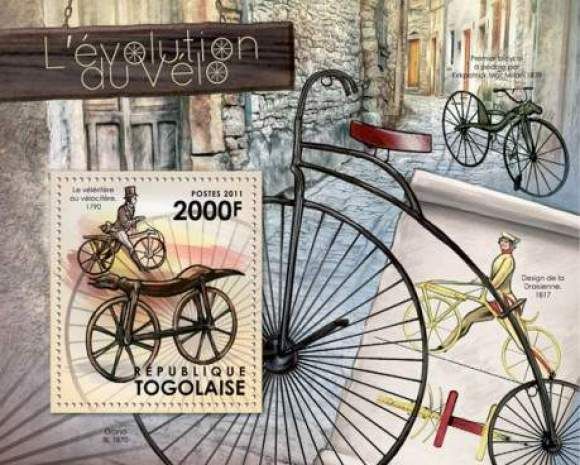  in 2011, featuring the evolution of bicycles. Pictured are bicycles 