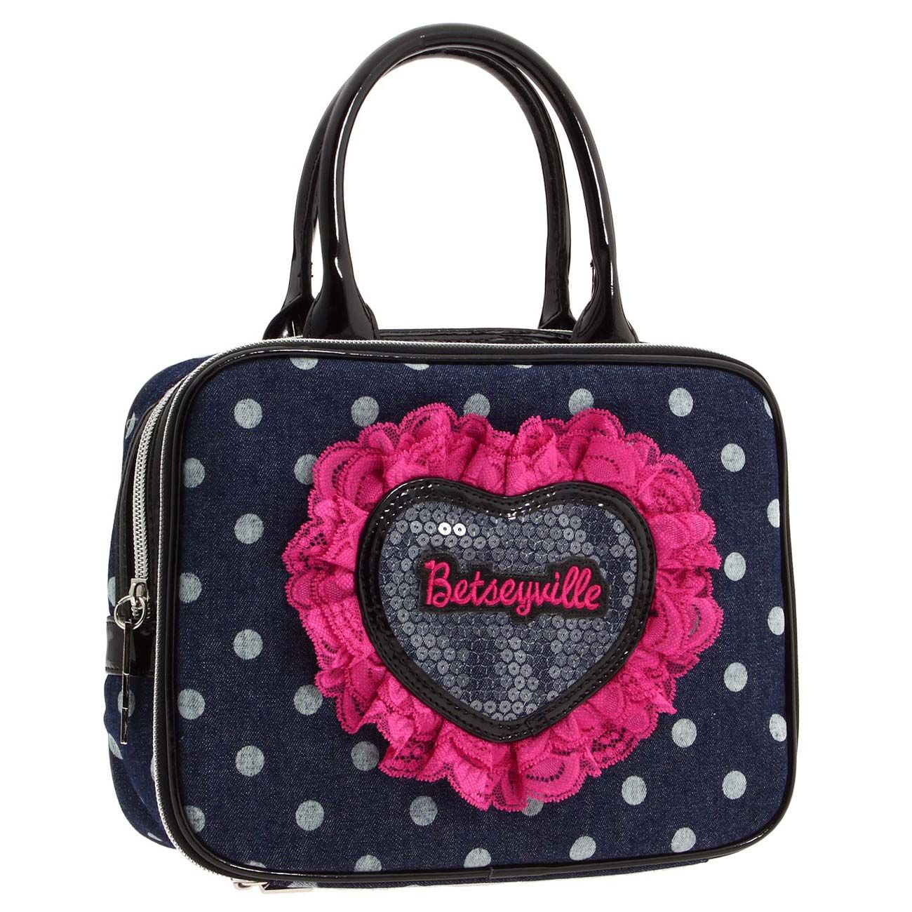   10x 8 x 3 hxwxd sku 28105 dm the betseyville polka face train case is