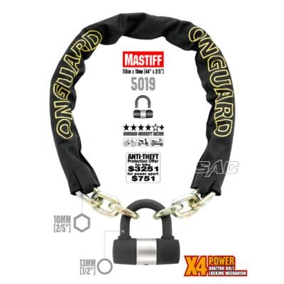 On Guard 5019 Mastiff Chain Motorcycle Bicycle Lock