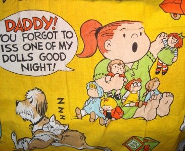 Family Circle Comic Cartoon Strip Bil Keane Twin Fitted Sheet Fabric 