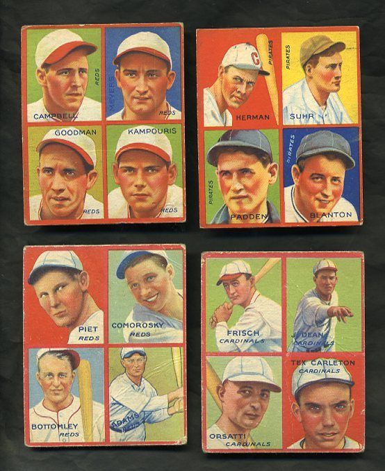 R321 1935 Goudey Puzzles Lot 4 Different Cards 2A 3F 9D 9K Dean Frisch 