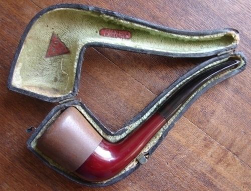 C1920s Vintage Estate WDC Demuth Triangle Red Bakelite Pipe w 