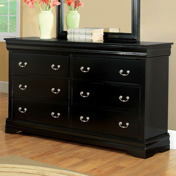 Laurelle II Solid Wood Black Finish Bedroom Dresser