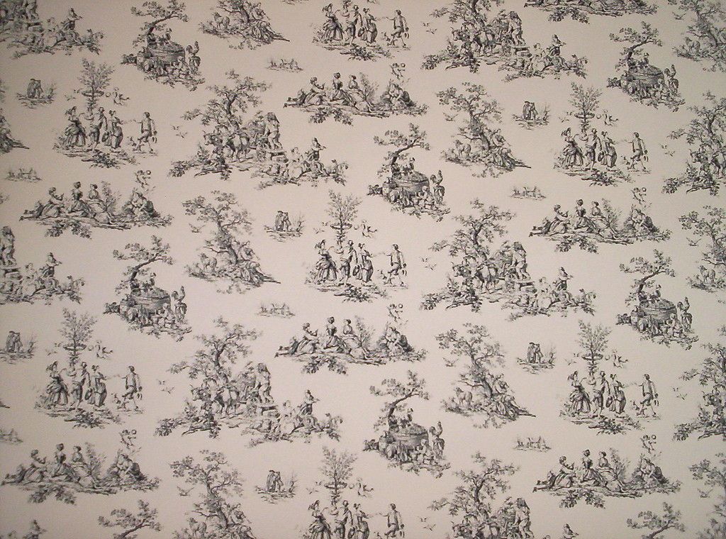 Black and White Small Print Toile Wallpaper 025