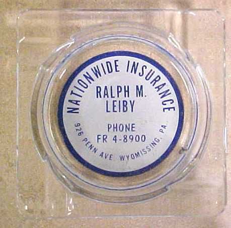 Nationwide Insurance Ralph M Leiby Ashtray Wyomissing