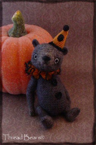 Artist Vintage Style Halloween Black Bear by Thread Bears®