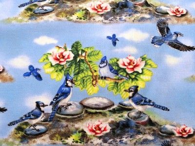 New Blue Birds Fabric BTY Sky Animal Song Wild