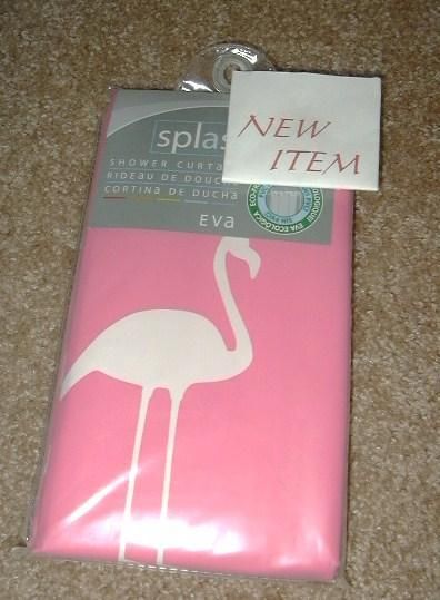 Splash Vibrant Pink & White Flamingo Bath Shower Curtain NEW