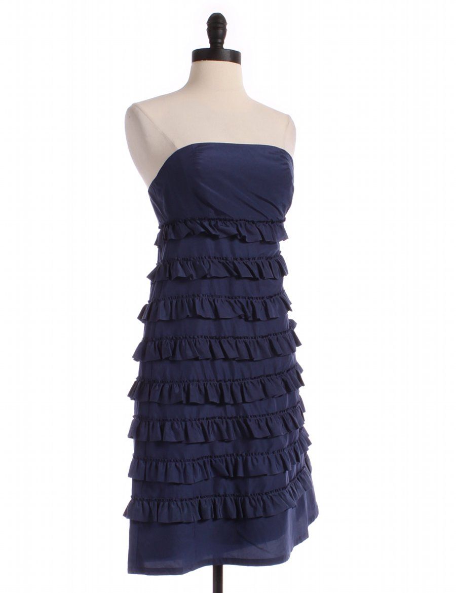 blue tiered ruffle strapless dress by gap size 0 blue strapless price 