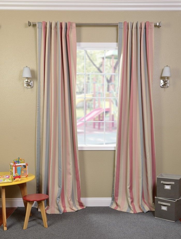 Creamsicle Stripe Blackout Back Tab Pole Pocket Curtains