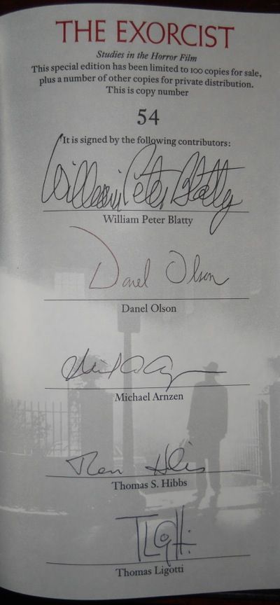 William Peter Blatty The Exorcist Studies in The Horror Film Signed Ed 