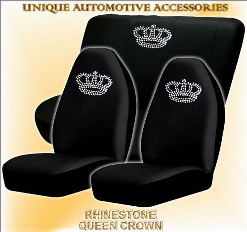 4pc rhinestone queen crown seat covers bench cover