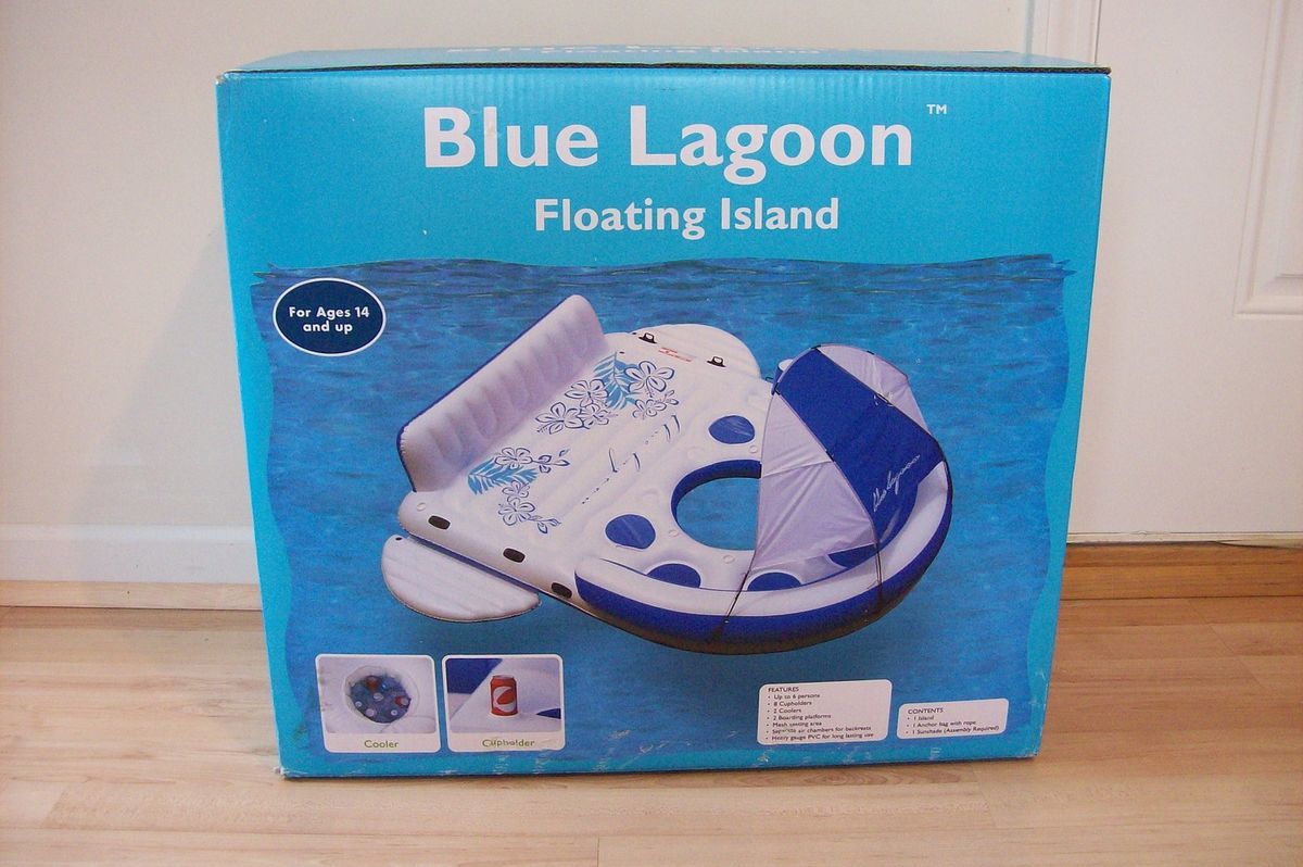 BLUE LAGOON Floating Island Raft Inflatable Water Pool Lake Tube NIB 