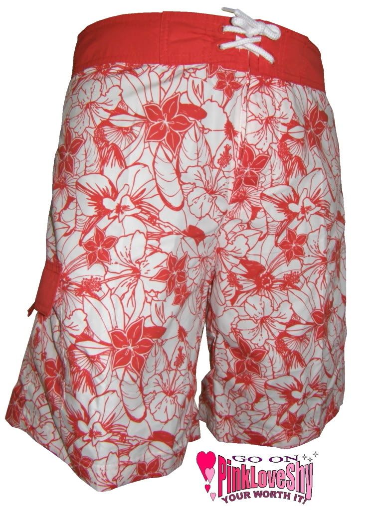 Womens Red White Op Board Surf Swim Shorts UK Size 12