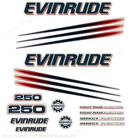 Evinrude 250 Bombardier Outboard Decal Kit