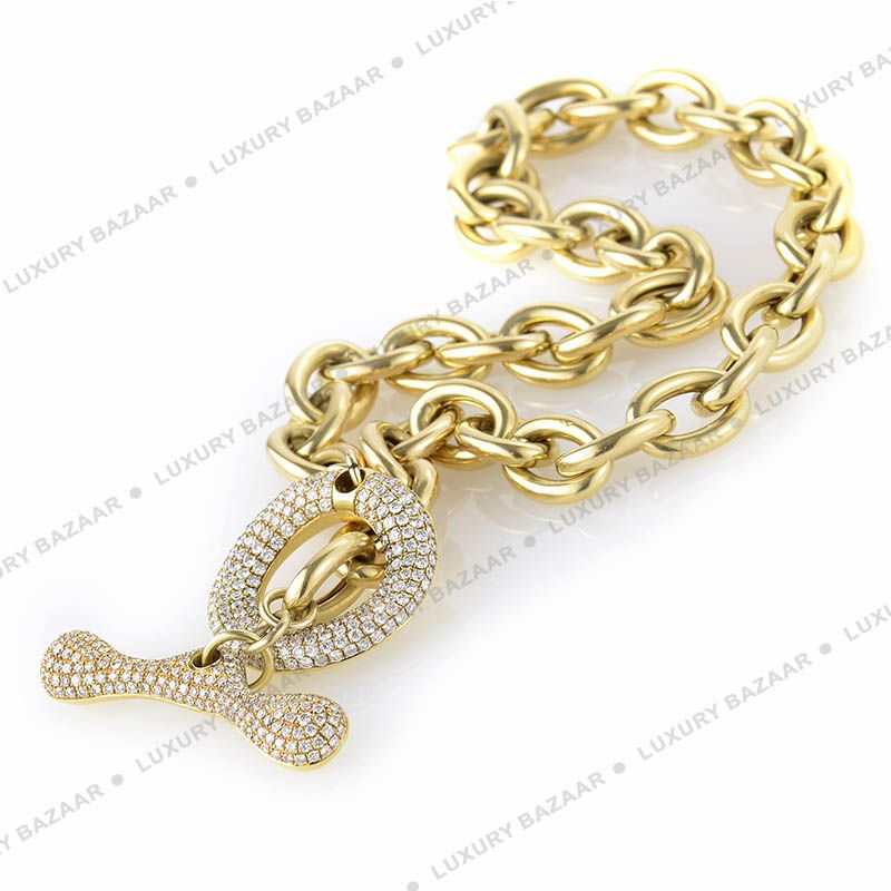 Robert Lee Morris 18K Yellow Gold Diamond Toggle Necklace