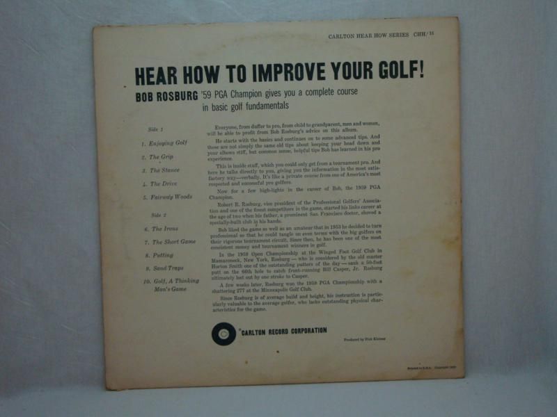 1960 Bob Rosburg Hear How to Improve Your Golf Carlton Records CHH 15 