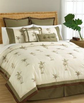 Victoria Classics Boca Raton Palm Trees Tropical KING Comforter Set 