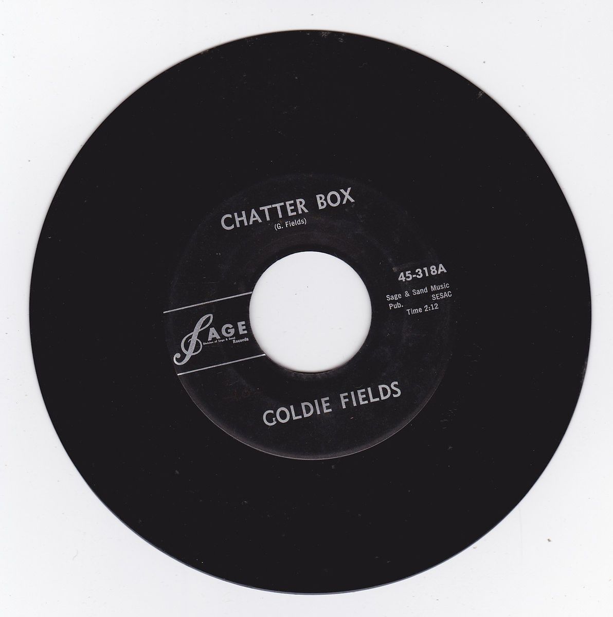 Hear Rockabilly Bopper w Rocker Ballad Flip 45 Goldie Fields Chatter 