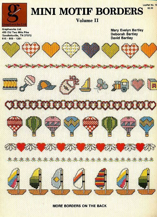 Mini Motif Borders Border Trim Baby Balloons Boat Cross Stitch 