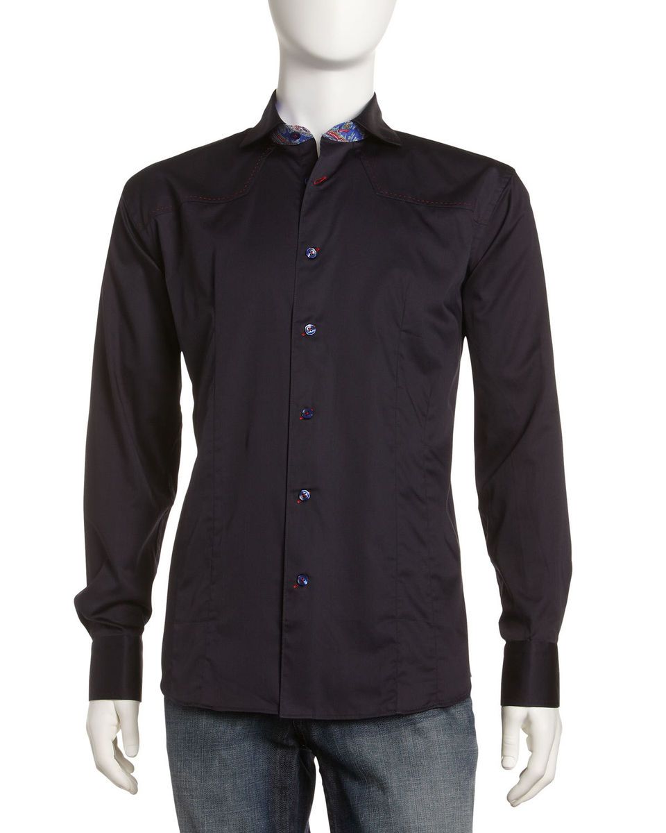 Bogosse Aramis Topstitched Shirt Navy