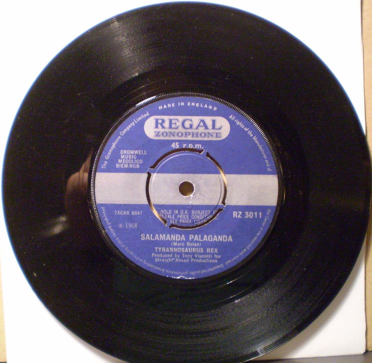 Tyrannosaurus Rex Marc Bolan Salamanda Palaganda One inch Rock 45rpm 