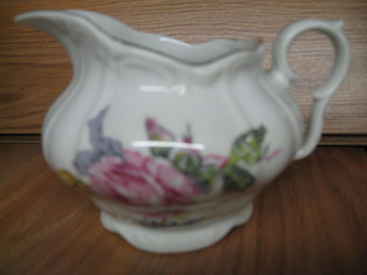 CZECH CREAMER Pitcher Bohemia Czechoslovakia ROSE DESIGN Nice Large 